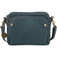 Women PU Leather Crossbody Bag Multifunctional Three Layer Purse Shoulder Bag Tote Blue