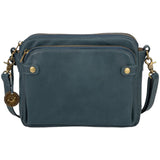 Women PU Leather Crossbody Bag Multifunctional Three Layer Purse Shoulder Bag Tote Blue