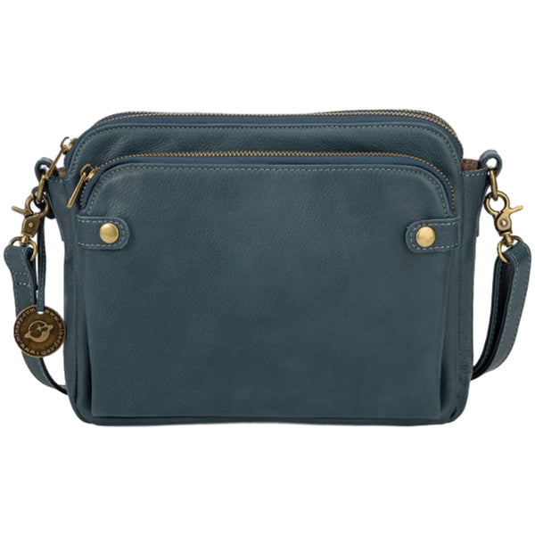 Women PU Leather Crossbody Bag Multifunctional Three Layer Purse Shoulder Bag Tote Blue