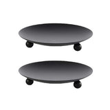 2Pcs Black Iron Plate Candle Holder Decorative Iron Pillar Candle Plate Candle Stand