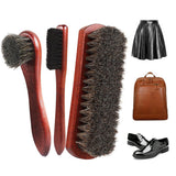 4PCS Horsehair Shoe Brush Set for Leather Cleaning and Polishing