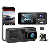 Triple Lens Car Dash Cam with Super Night Vision and Loop Recording