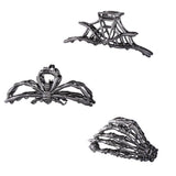 3PCS Black Spider Web Skeleton Hand Skull Hair Claw Clips for Women And Girls