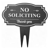 No Soliciting Garden Stake 43x40cm Metal Yard Lawn Decorative Sign