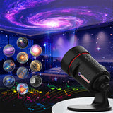 10-in 1Galaxy Projector with White Noise Rotating Starry Sky Bedroom Night Light with Timer Setting Black