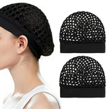 2 PCS Rolled Edge Crochet Mesh Sleep Hair Bonnet Caps