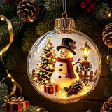 2 PCS 8cm Clear Plastic Fillable Christmas Ball Ornaments Snowman
