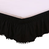 Pompom Fringe Bed Skirt Ruffle Valance Bed Wrap Valance Black