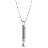2Pcs Mindfulness Breathing Necklace Stainless Steel Breathe Pendant Meditation Tool Silver