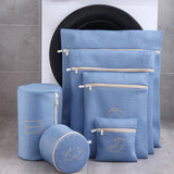 6Pcs Set Mesh Washing Bags Laundry Bags Clothes Wash Bags Blue