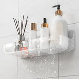 2Pcs No-Drill Acrylic Shower Caddy Wall Mount Storage Organizer Shelf