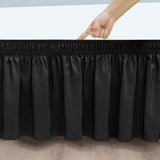 Wrap Around Bed Skirts Dust Ruffles Bed Skirt with Adjustable Elastic Belt Black