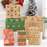 12 Sheets Christmas Wrapping Paper with Jute String Cute Xmas Wrap Kit