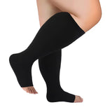 Pair of Compression Sock Wide Calf Leg Support Sleeves Black