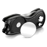 2PCS Magnetized Golf Divot Repair Tool with Pop-up Fork and Ball Marker Black