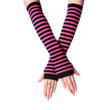 3 Pairs Long Fingerless Gloves Gloves Arm Cover Striped Cotton Wrist Sleeves Arm Warmer