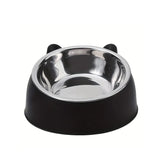 Tilted Dog Food Bowl Stainless Steel Cat Dog Feeder Black