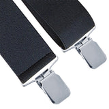 Adjustable X Back Suspenders Men's Elastic with 4 Metal Clips 120cm Black