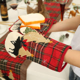 Christmas Oven Mitt Pot Holder Set Reusable Kitchen Heat Insulation Pad Microwave Gloves