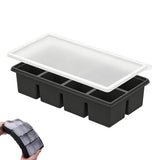3PCS Large Ice Cube Trays Silicone Ice Cube Trays Huge Square Ice Cubed Tray for Whisky and Cocktail Black
