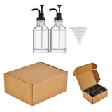 2 PCS 500ml Square Glass Syrup Soap Dispenser Bottles with Funnel Black
