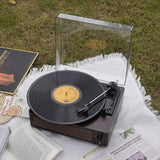 Portable Retro Bluetooth Vinyl Record Player with Built-in Speakers Dark Brown