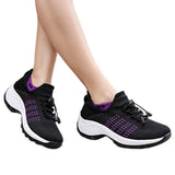 Lightweight Stretch Mesh Walking Shoes Slip On for Men and Women Black Purple