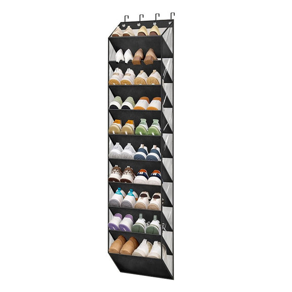 10-Tier Over the Door Shoe Organizer Clear Hanging Shoe Rack