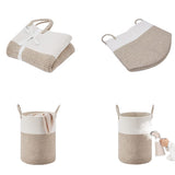 Large Woven Laundry Basket Hamper Rope Storage Bin for Blankets Toys and Clothes White Brown