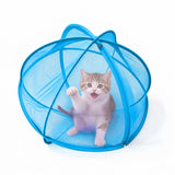 Foldable Mesh Pet Playpen Tent Pop Up Zipper for Outdoor Cats Blue