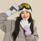 Pair of Warm Plush Touch Screen Winter Ski Gloves Snow Gloves Riding Gloves Purple