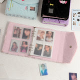 A5 Fluffy Embroidered 6-Ring Snap Closure Photo Album with 4-Pocket Pages Pink