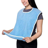 2 Pack Bibs for Men Women Washable Clothing Protector Bibs with Hook and Loop Closure for Meals Cooking Crafts Daily Activities Blue