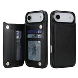 Flip Leather Wallet Case Shockproof Cover for iPhone 17 Series Black