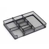 Mesh Desk Drawer Organizer Storage Tray with 6 Adjustable Compartments for Home Office Supplies