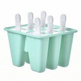 6-Cavity Ice Cream Popsicle Molds Ice Lolly Mold with Sticks Light Green
