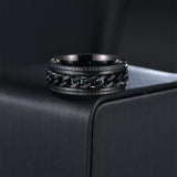 Fidget Spinner Ring for Anxiety Relief Stainless Steel for Adults & Teens Black