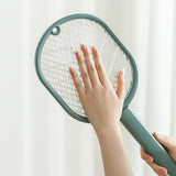2-in-1 Electric USB Rechargeable Fly Swatter and Mosquito Killer Racket Green