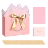 4PCS Gift Bags with Cards and Wrapping Paper for Weddings Parties Pink