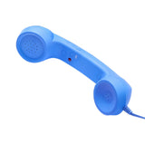 Handheld Retro  Wired Telephone Handset with Microphone for Smartphones PC Blue
