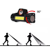 Dual Light USB Rechargeable Waterproof COB Camping Headlight with Rechargeable Battery