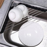 Triangle Dish Drying Rack Roll-Up Over-The-Sink Drainer Organizer for Sink Corners Black