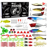 Bass Trout Salmon Fishing Lures Kit – Baits & Tackle Fishing Accessories Set Black