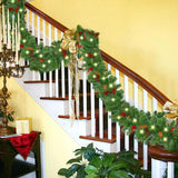 270cm Christmas Garland with Warm White LED Lights for Fireplace Porch & Outdoor Home Decor