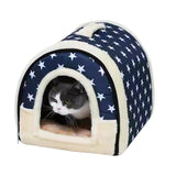 Pet Dog House Kennel Soft Bed Cave Cat Puppy Warm Cushion Blue