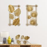 4Pcs 3D Metal Leaves Wall Art Decor Modern Hanging Wall Decoration for Home Hotel Office Gold