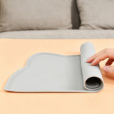 Non Slip Pet Feeding Mat Thick Silicone with Raised Edge Spill Guard Gray