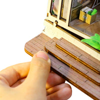 3D DIY Book Nook Puzzle Kit Garden House Miniature Dollhouse Shelf Insert