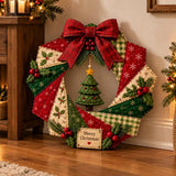 Christmas Quilted Wreath DIY Sewing Kit with Precut Fabric for Door Decor Style 1
