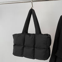 Puffer Tote Bag Large Quilted Puffy Handbag Lightweight Satchel Purse Black